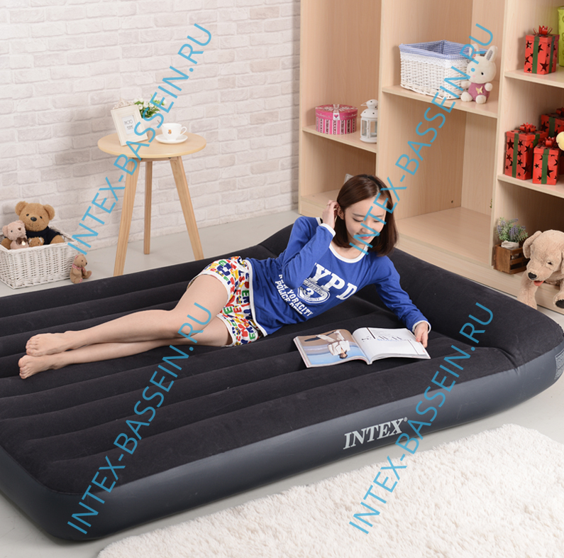 Кровать INTEX надувная 137 x 191 x 25 см с подголовником, без насоса, артикул 64142