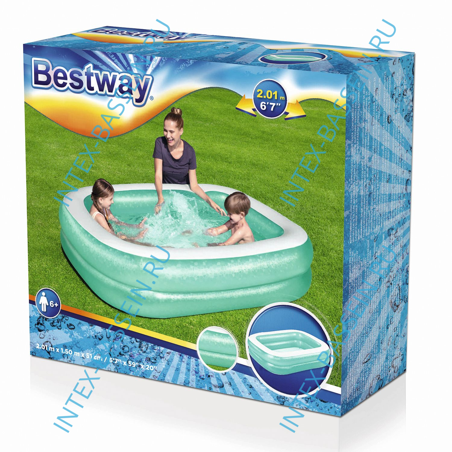 Детский надувной бассейн Bestway 2.01 x 1.5 x 0.51 м, артикул 54005