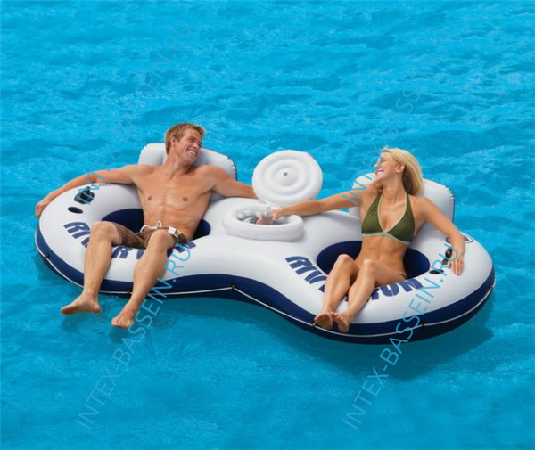 Надувное кресло-круг INTEX "Река" 2-х местное с баром 243 x 157 см, артикул 58837