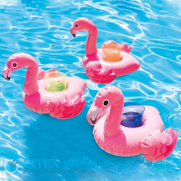 Надувной плавающий держатель для напитков INTEX "Фламинго", 28 x 25 x 20 см, комплект из 3 шт, артикул 57500
