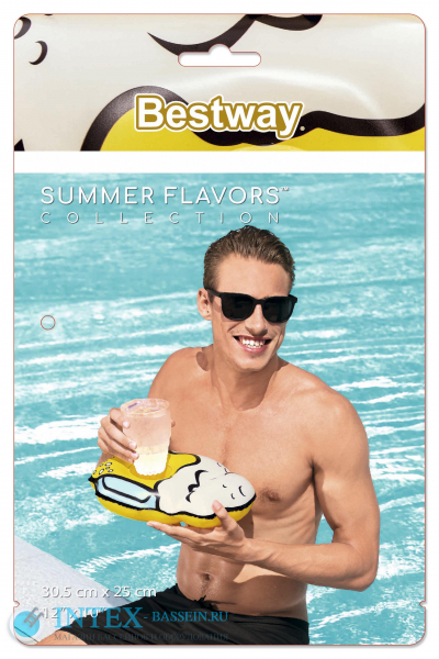 Надувной держатель Bestway для напитков Summer Sips желтый, артикул 34132-Y