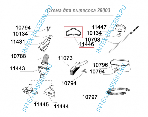Запасная щетина INTEX на щетку к набору для чистки 28003, артикул 11446А