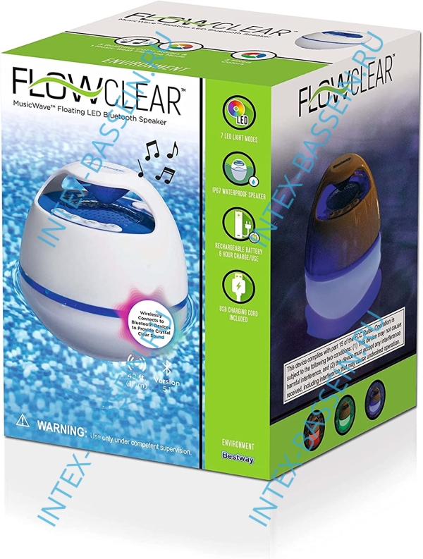 Плавающая Bluetooth-колонка Bestway Flowclear Music Wave со светодиодной подсветкой, артикул 58700