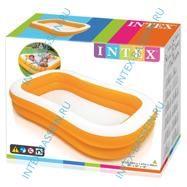 Детский бассейн INTEX "Мандарин" 229 x 147 x 46 см, артикул 57181