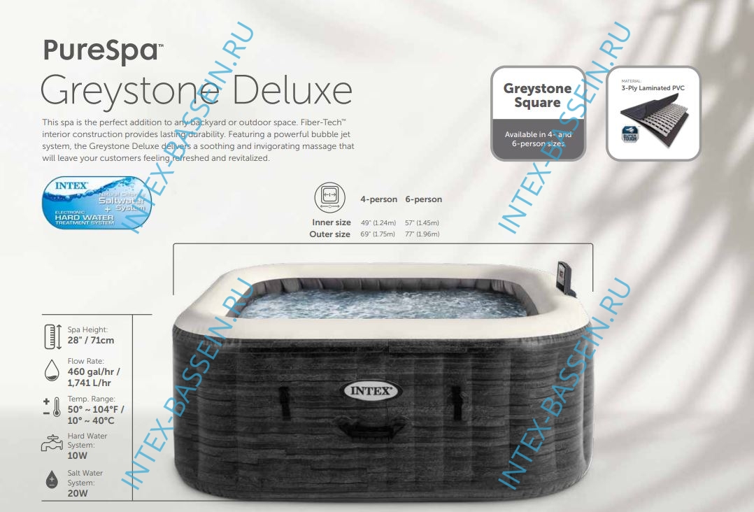 Надувная джакузи INTEX PureSpa Jet and Bubble Deluxe; артикул 28462