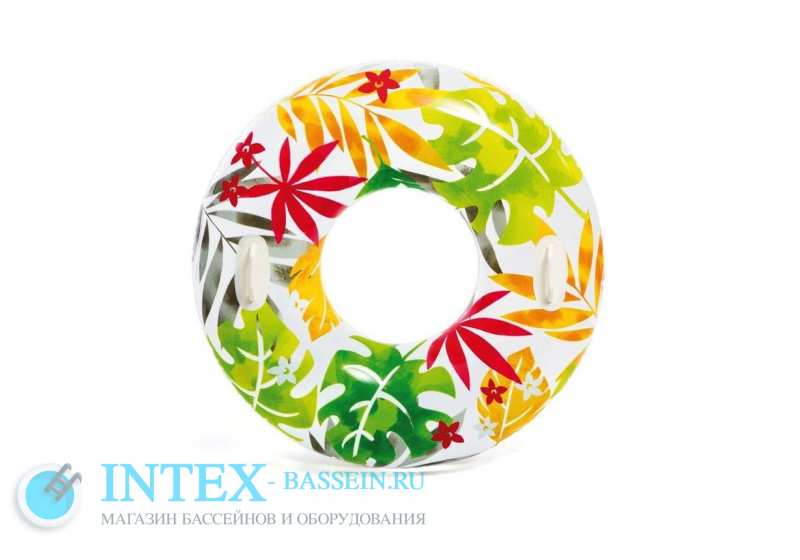 Надувной круг INTEX "Цветущие тропики, листья" 97 см, артикул 58263-L
