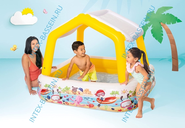 Детский надувной бассейн INTEX с навесом "Sun Shade" 157 x 157 x 122 см, артикул 57470