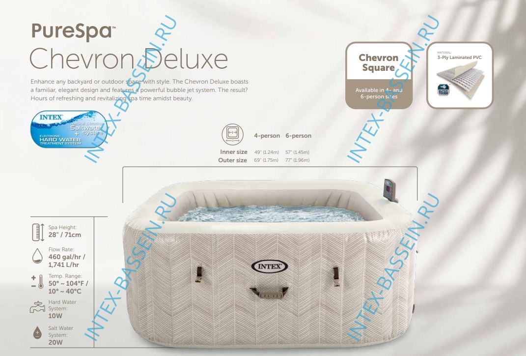 Надувная джакузи INTEX PureSpa Jet and Bubble Deluxe; артикул 28462