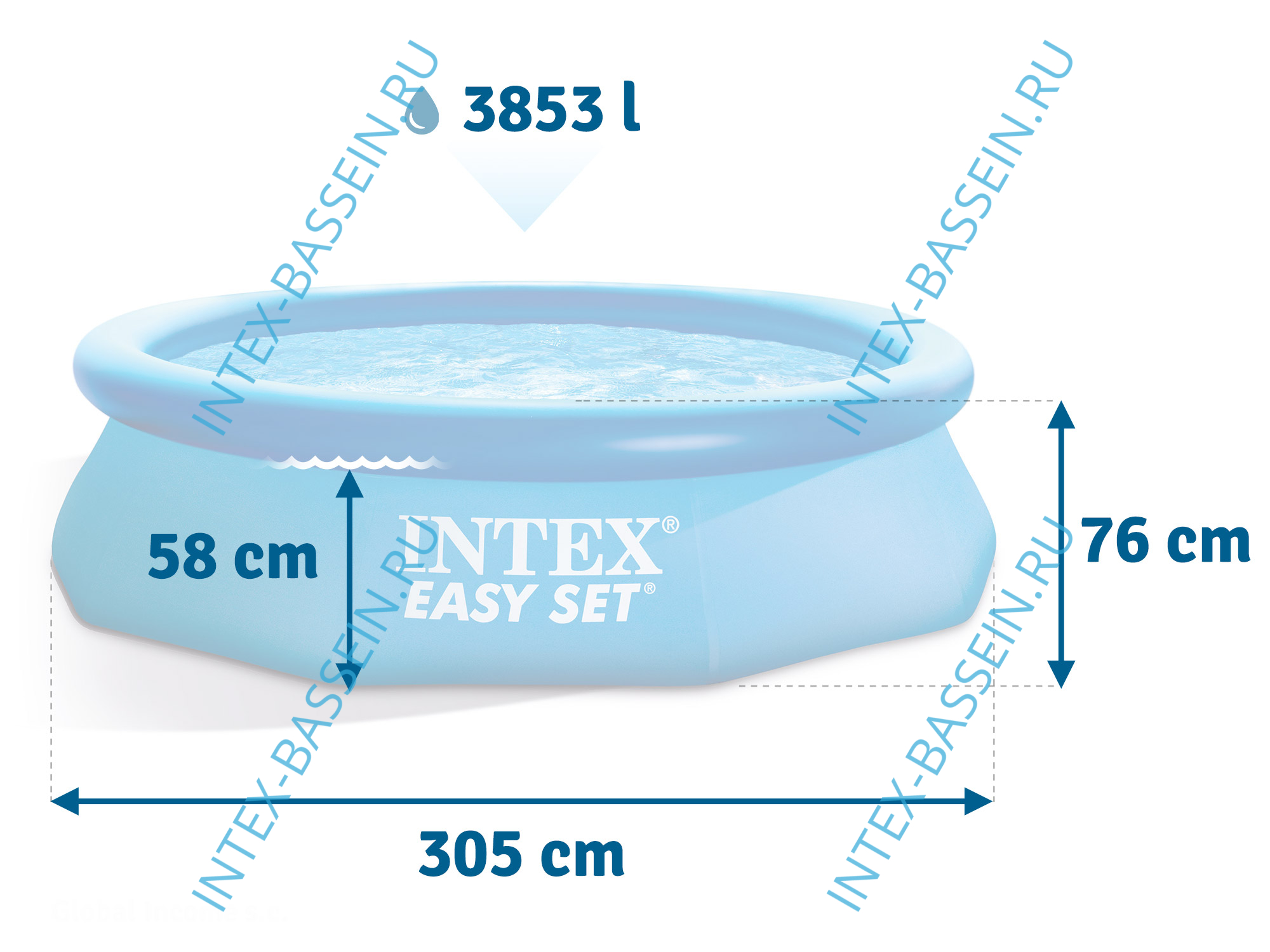 Надувной Бассейн INTEX Easy Set 3.05 х 0.76 м ; артикул 28120