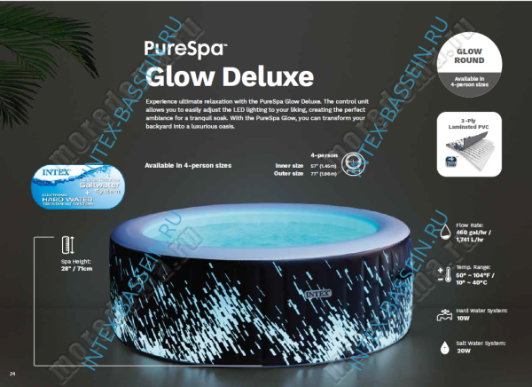 Надувная джакузи INTEX PureSpa Bubble Massage ; артикул 28426
