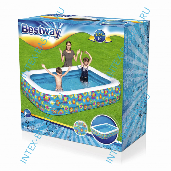 Детский надувной бассейн Bestway "Happy Flora" 3.05 x 1.83 x 0.56 м, артикул 54121