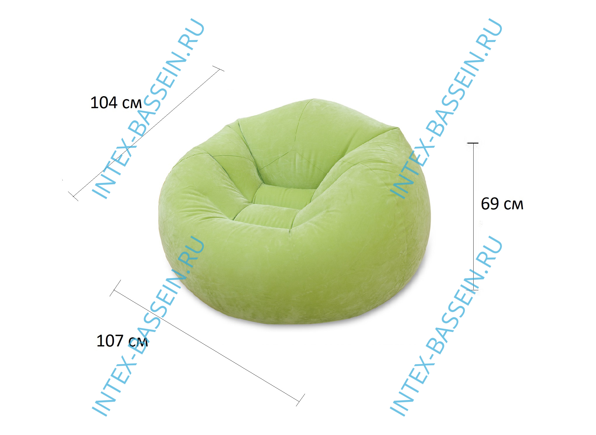 Надувное кресло INTEX 107 x 104 x 69 см, зелёный, артикул 68569-G
