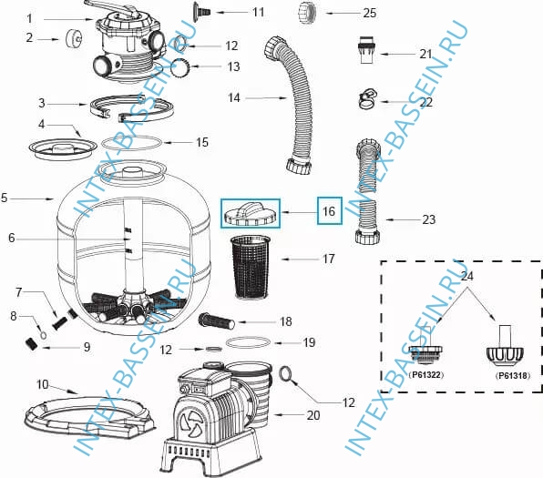 Крышка для песочного фильтра Bestway, арт. P6561ASS16