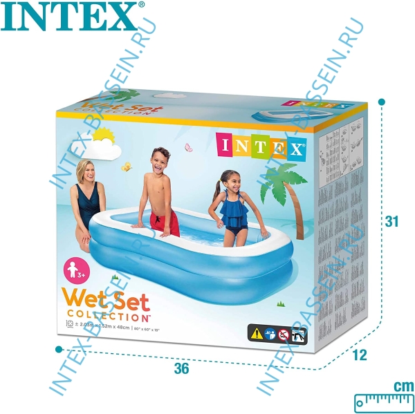 Надувной семейный бассейн INTEX Swim Center 203 x 152 x 48 см, артикул 57180