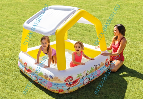 Детский надувной бассейн INTEX с навесом "Sun Shade" 157 x 157 x 122 см, артикул 57470