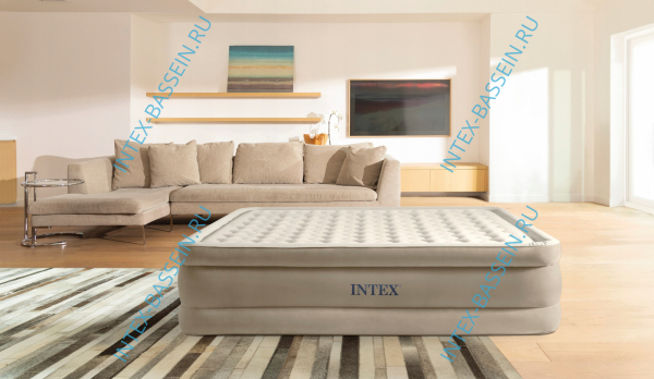 Надувная кровать INTEX Ultra Plush 152 x 203 x 46 см, встроенный насос 220V, артикул 64428