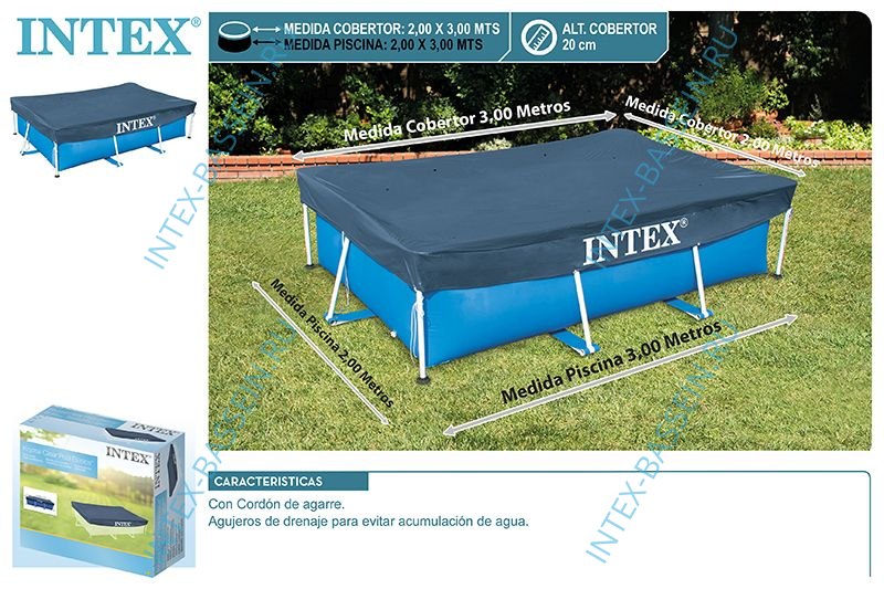 Тент INTEX для каркасных бассейнов 3 x 2 м, артикул 28038