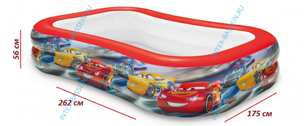 Детский бассейн INTEX "Тачки" 262 x 175 x 56 см, артикул 57478