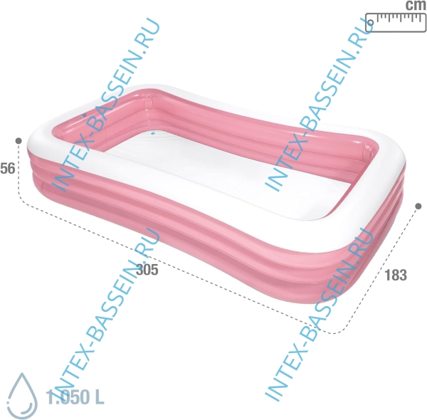 Надувной бассейн INTEX "Ванна" 305 x 183 x 56 см, артикул 58487