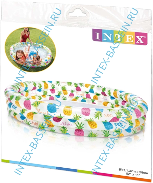 Надувной бассейн INTEX "Ананас" 132 x 28 см, артикул 59431