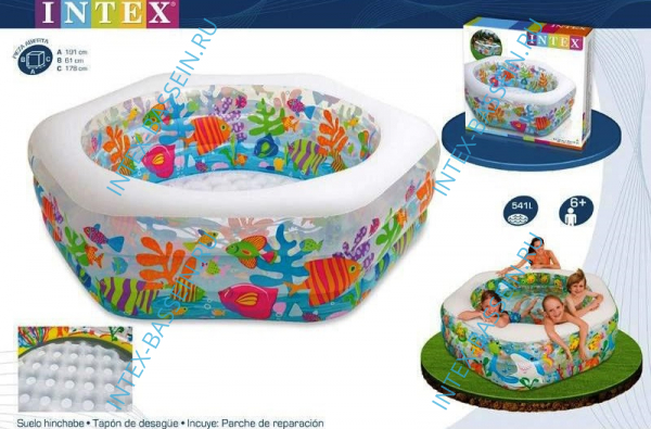 Детский бассейн INTEX "Рыбки" 191 x 178 x 61 см, артикул 56493