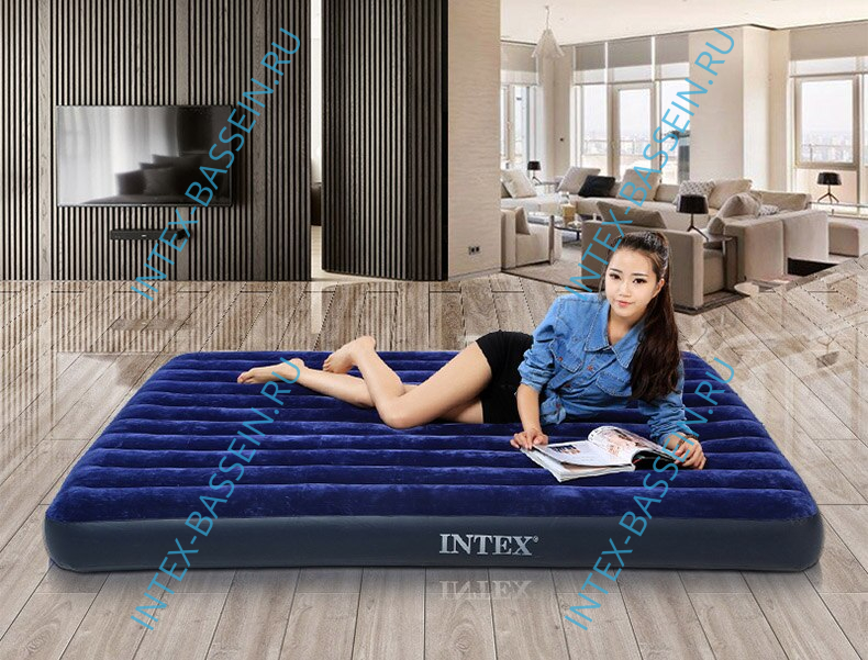 Кровать INTEX надувная 137 x 191 x 25 см, без насоса, артикул 64758