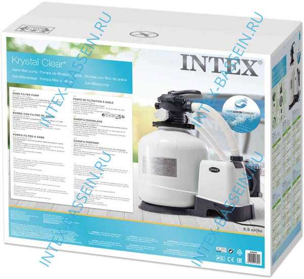 Песочный насос-фильтр INTEX "Krystal Clear", 10000 л/ч, артикул 26652
