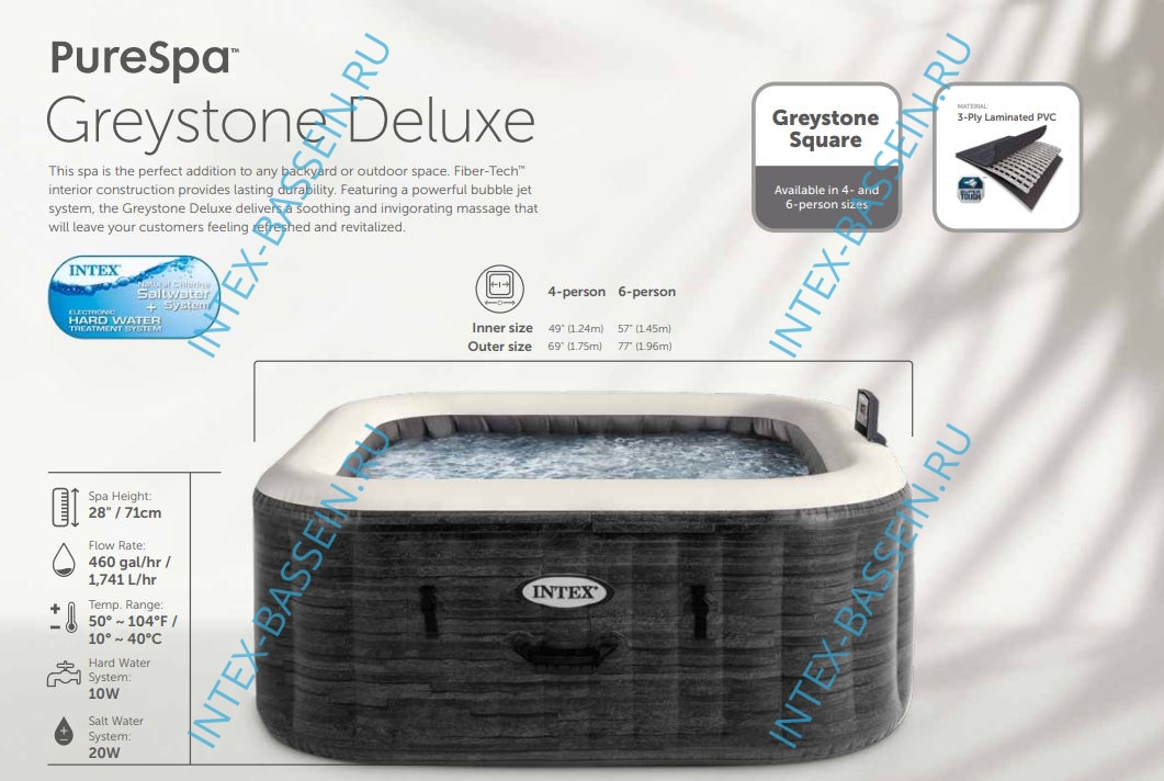 Надувная джакузи INTEX PureSpa Jet and Bubble Deluxe; артикул 28462