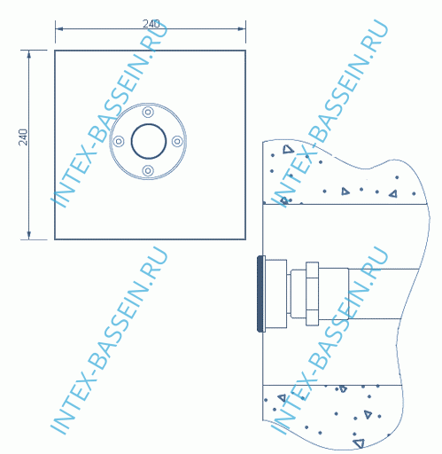 Форсунка подсоединения подводного прожектора АТ 08.02 (универсальная)