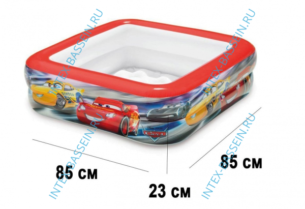 Детский бассейн INTEX "Тачки" 85 x 85 x 23 см, артикул 57101