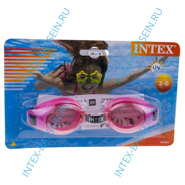 Очки для плавания INTEX "Junior" розовые, артикул 55601-P