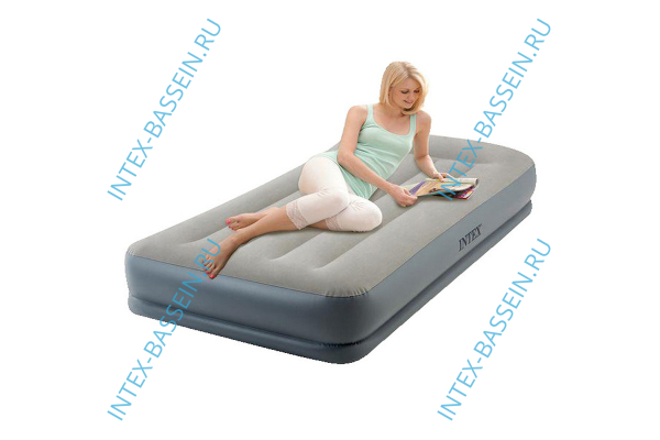 Кровать INTEX надувная 99 x 191 x 30 см с подголовником, встроенный насос 220V, артикул 64116
