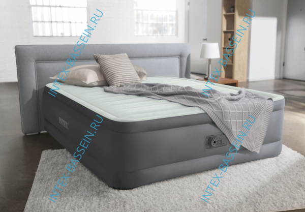 Кровать INTEX надувная Premaire Elevated 152 x 203 x 46 см, встроенный насос 220V, артикул 64906