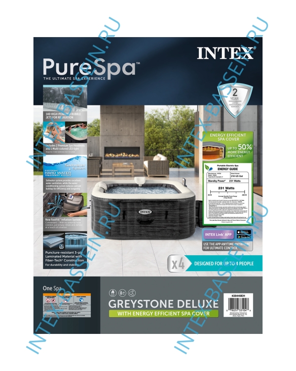 Надувная джакузи INTEX PureSpa Jet and Bubble Deluxe; артикул 28462
