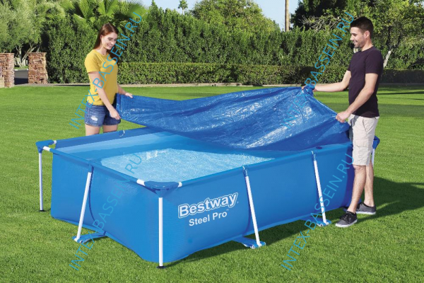 Тент Bestway 4.10 x 2.26 м для прямоугольного каркасного бассейна 4.0 x 2.11 x 0.81 м, артикул 58107