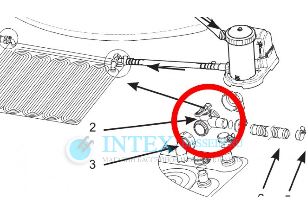 Обходной клапан INTEX (байпас) для солнечного мата, артикул 11954