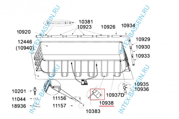 Крепительная планка INTEX для U-балок каркасных бассейнов Ultra Frame, артикул 10938А