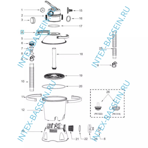Деталь хомута для бочки песочного фильтра Bestway арт. P03823