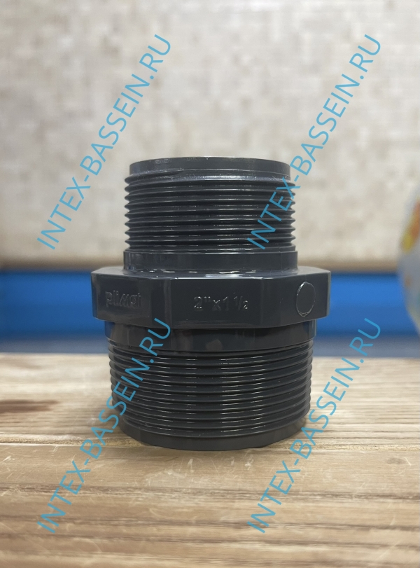 Резьбовой ниппель PLIMAT понижающий 2" x 1-1/2 для скиммера и форсунки, артикул 100183