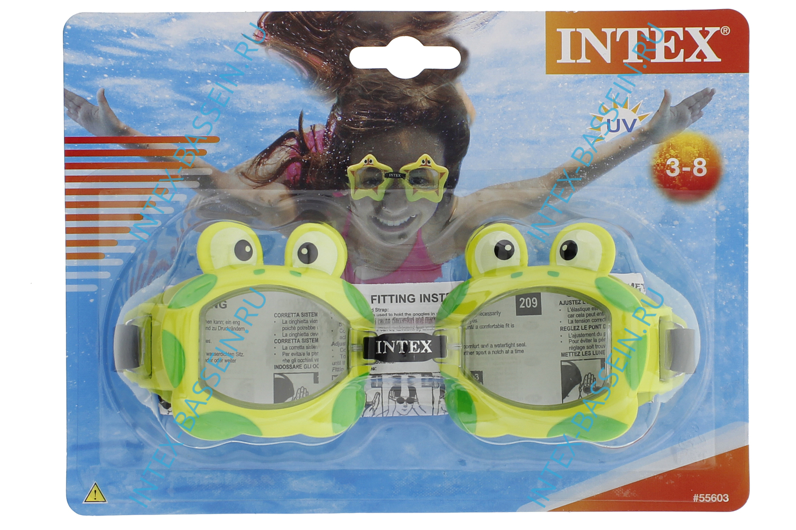 Очки для плавания INTEX "Морские жители", лягушка, артикул 55603-L